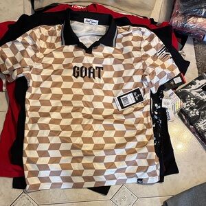 GOAT Men's Geometric Polo Shirt - Tan